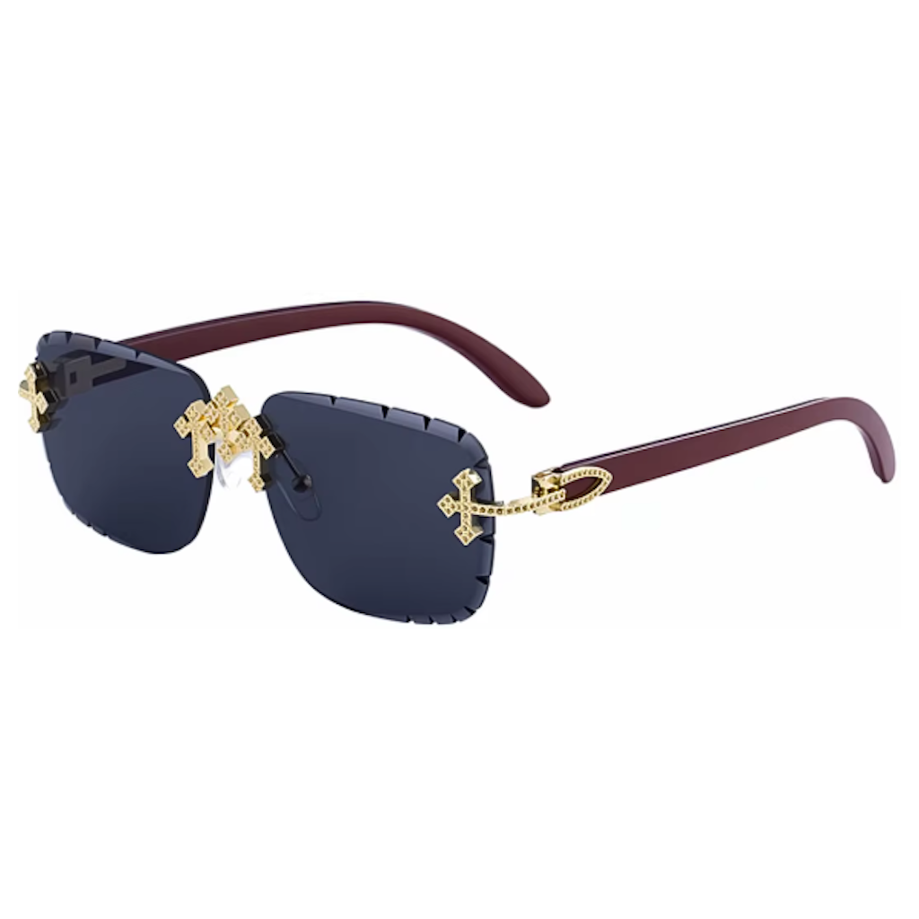 Rimless XN-90324 - Brown,Gold - Black lenses
