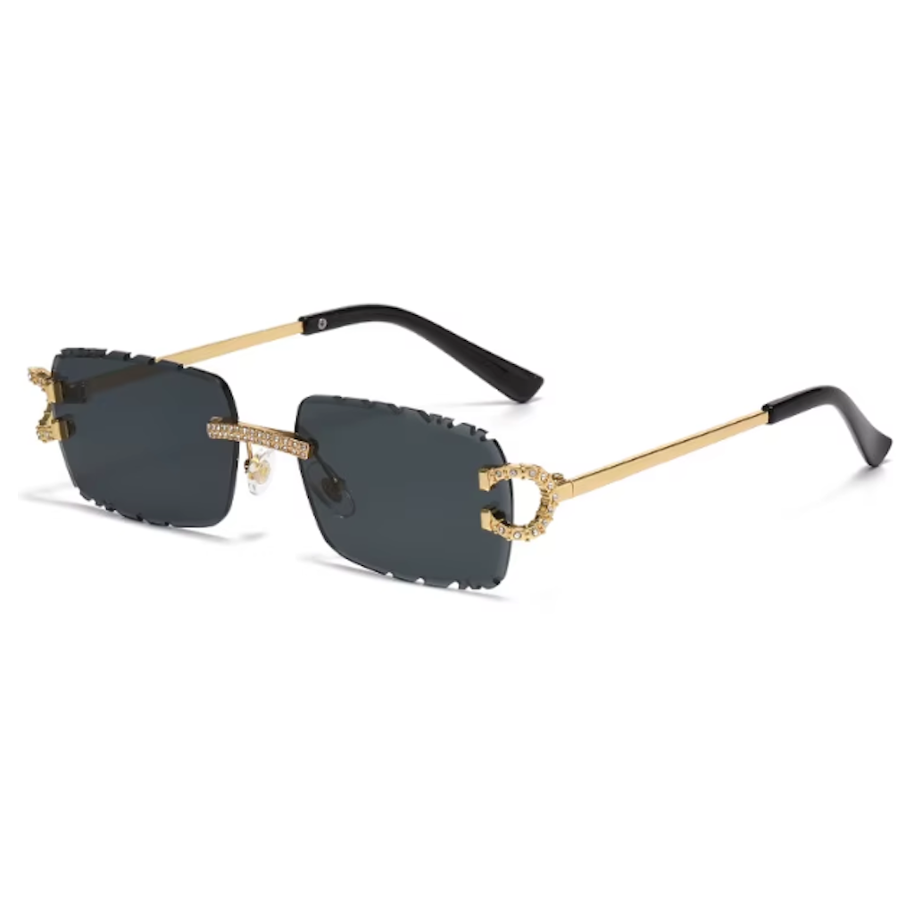 Rimless 7014 - Gold - Black Lenses