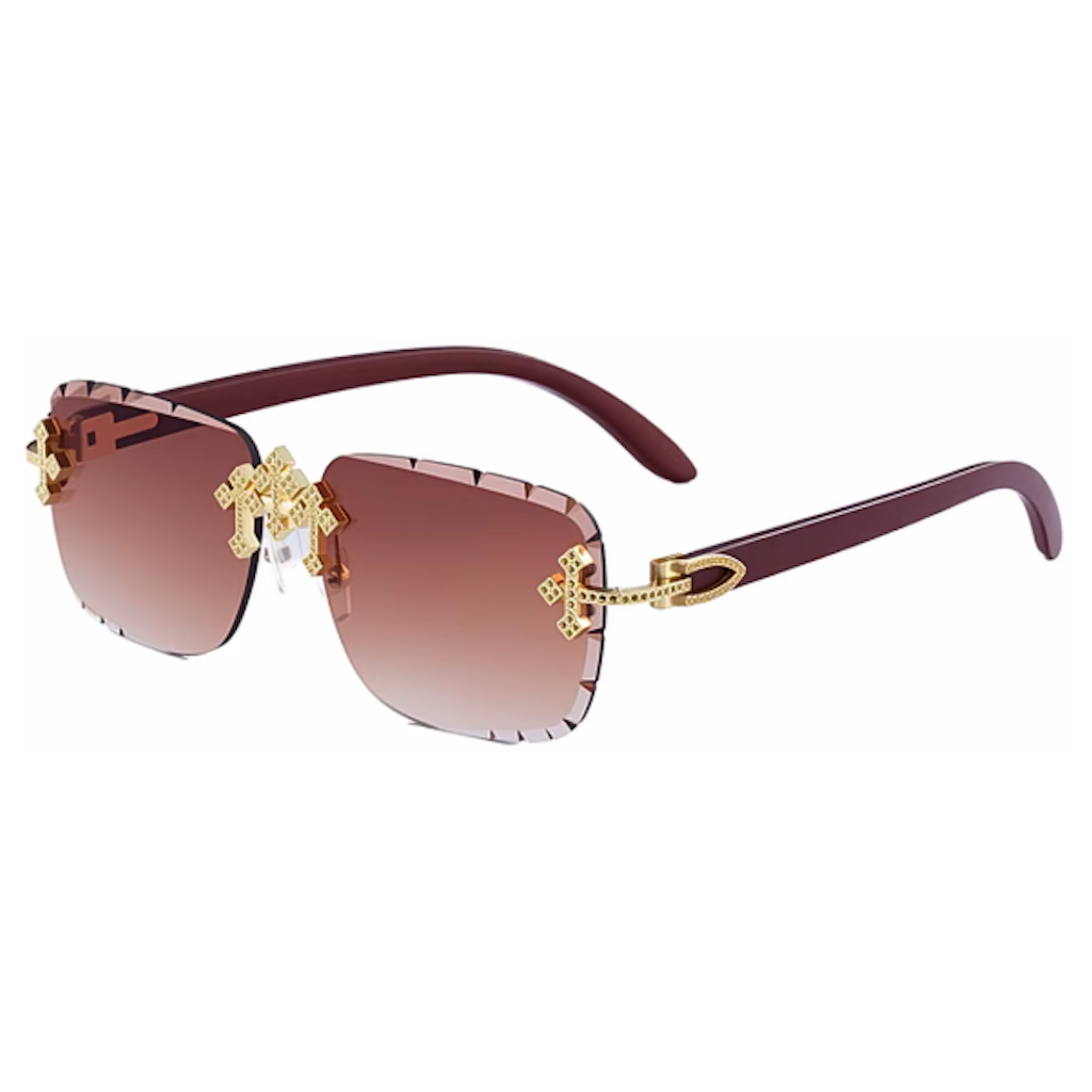 Rimless XN-90324 - Brown, Gold - Brown lenses