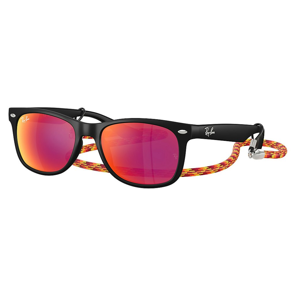 Ray-Ban RJ9052SF JUNIOR NEW WAYFARER - RUBBER BLACK / BROWN MIRROR ORANGE
